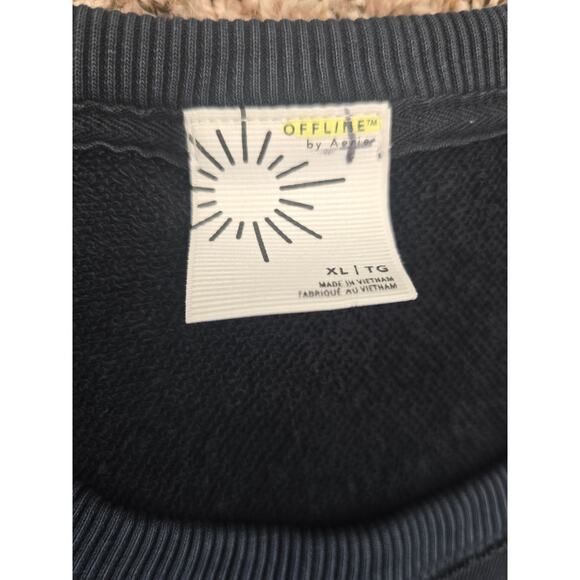 OFFLINE by Aerie Black Sweatshirt Dress XL Cotton Lounge Fit w/ Pockets Comfy - Picture 6 of 10